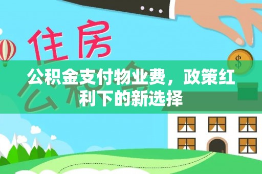 可靠公积金支付物业费，政策红利下的新选择