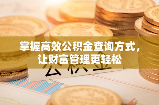 可靠掌握高效公积金查询方式，让财富管理更轻松