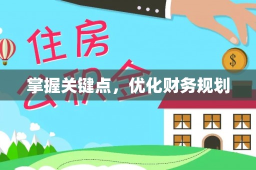 可靠掌握关键点，优化财务规划